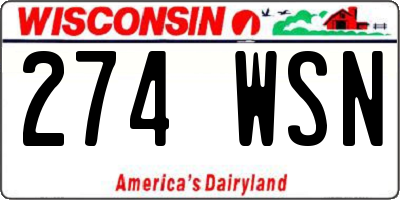 WI license plate 274WSN