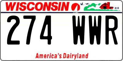 WI license plate 274WWR