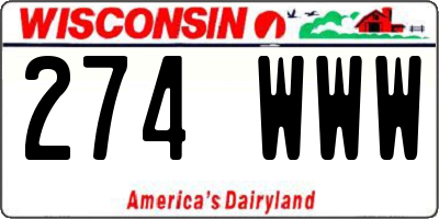 WI license plate 274WWW