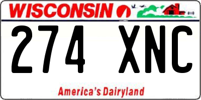 WI license plate 274XNC