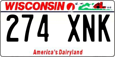 WI license plate 274XNK