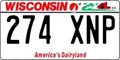 WI license plate 274XNP