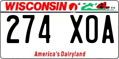 WI license plate 274XOA