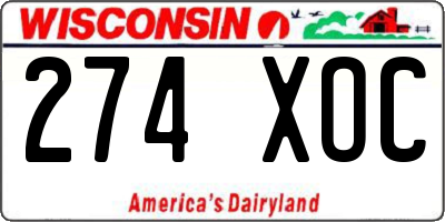WI license plate 274XOC