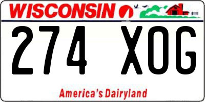 WI license plate 274XOG