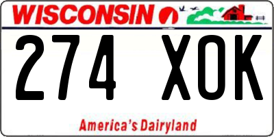 WI license plate 274XOK