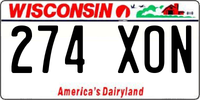 WI license plate 274XON