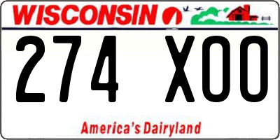 WI license plate 274XOO