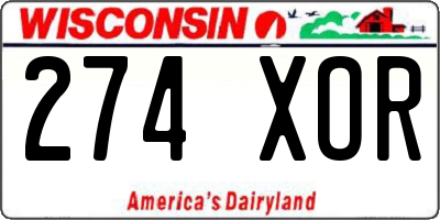 WI license plate 274XOR