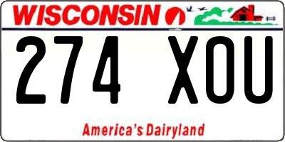 WI license plate 274XOU