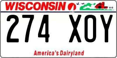 WI license plate 274XOY