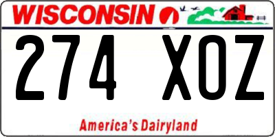 WI license plate 274XOZ