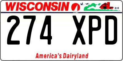 WI license plate 274XPD