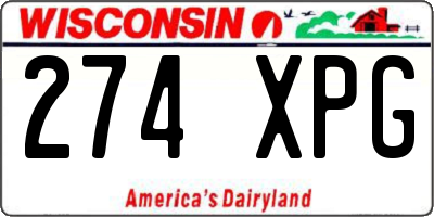 WI license plate 274XPG