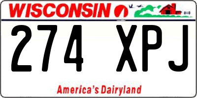 WI license plate 274XPJ