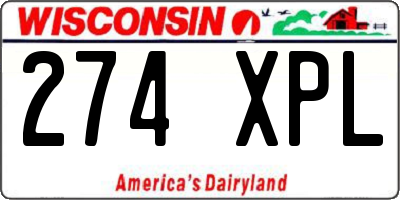 WI license plate 274XPL