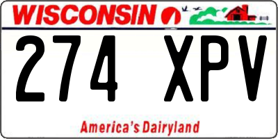 WI license plate 274XPV