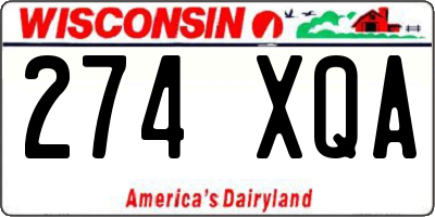 WI license plate 274XQA