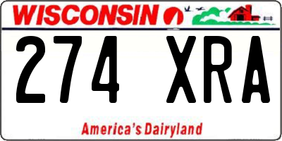 WI license plate 274XRA