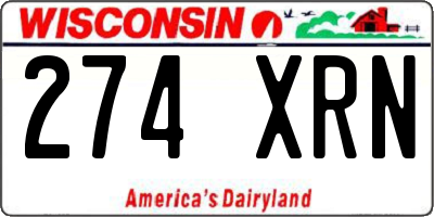 WI license plate 274XRN