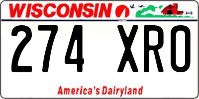WI license plate 274XRO
