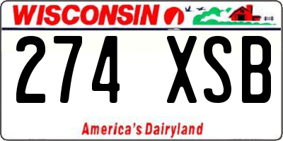 WI license plate 274XSB