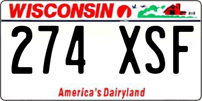 WI license plate 274XSF