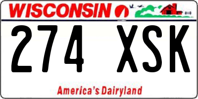 WI license plate 274XSK
