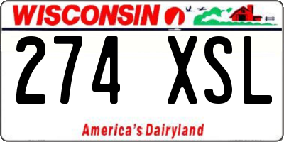 WI license plate 274XSL
