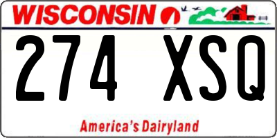 WI license plate 274XSQ