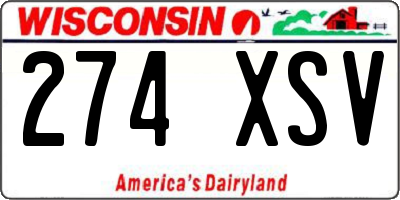 WI license plate 274XSV