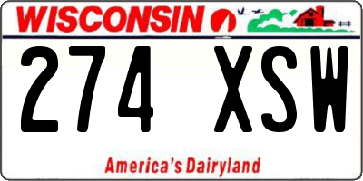 WI license plate 274XSW