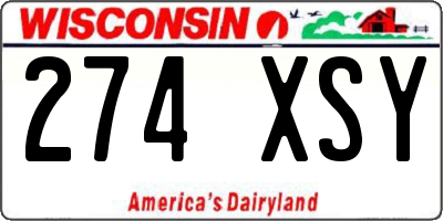 WI license plate 274XSY