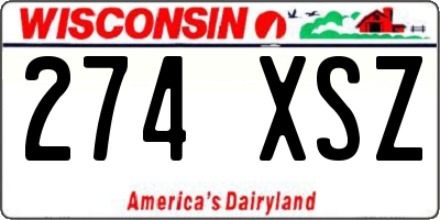 WI license plate 274XSZ