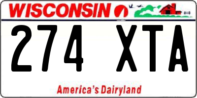 WI license plate 274XTA