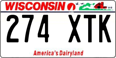 WI license plate 274XTK