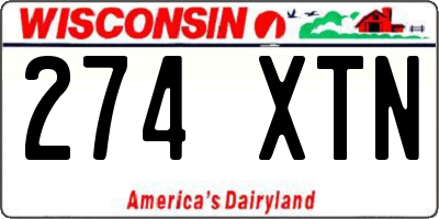 WI license plate 274XTN