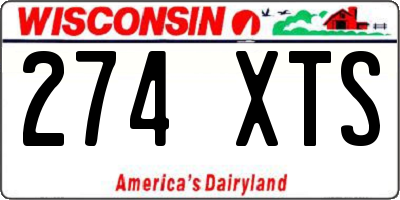 WI license plate 274XTS