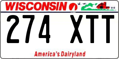 WI license plate 274XTT