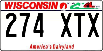 WI license plate 274XTX