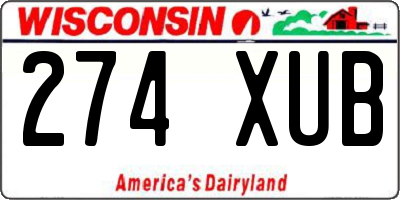 WI license plate 274XUB