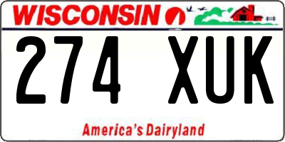 WI license plate 274XUK