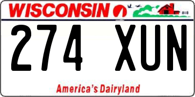 WI license plate 274XUN