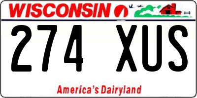 WI license plate 274XUS