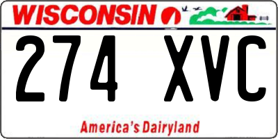 WI license plate 274XVC