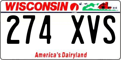 WI license plate 274XVS