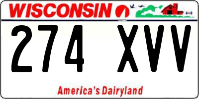 WI license plate 274XVV
