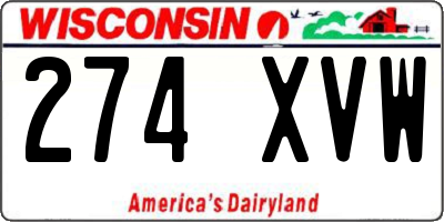 WI license plate 274XVW