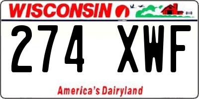 WI license plate 274XWF