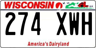WI license plate 274XWH